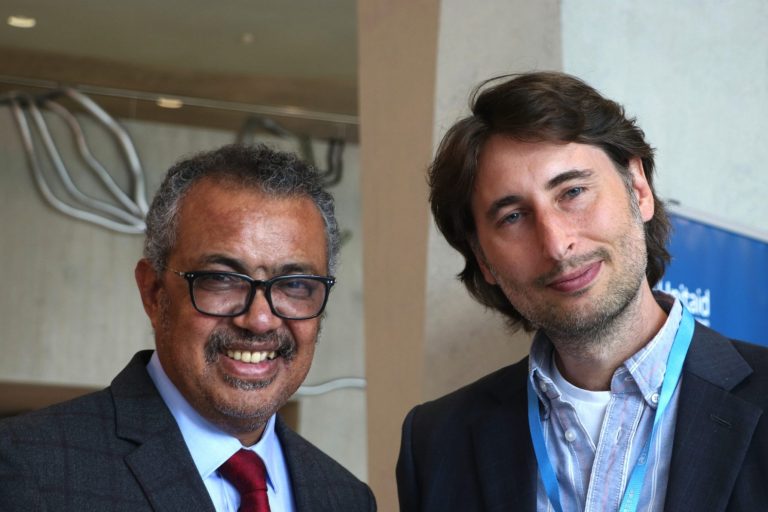 Der Generaldirektor der Weltgesundheitsorganisation, Dr. Tedros Adhanom Ghebreyesus mit Dr. Roman Marek bei der WHO in Genf